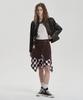 Jenyujeu Layers Corduroy Check Skirt - Brown