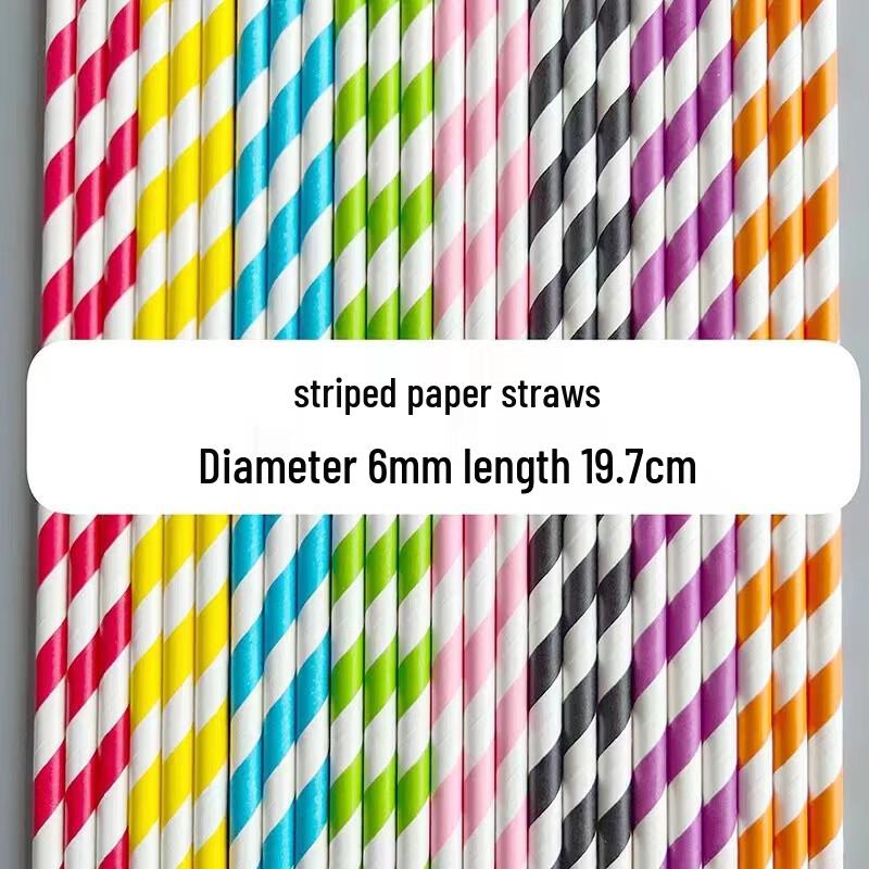 Pabei Colorful Striped Kraft Paper Straws
