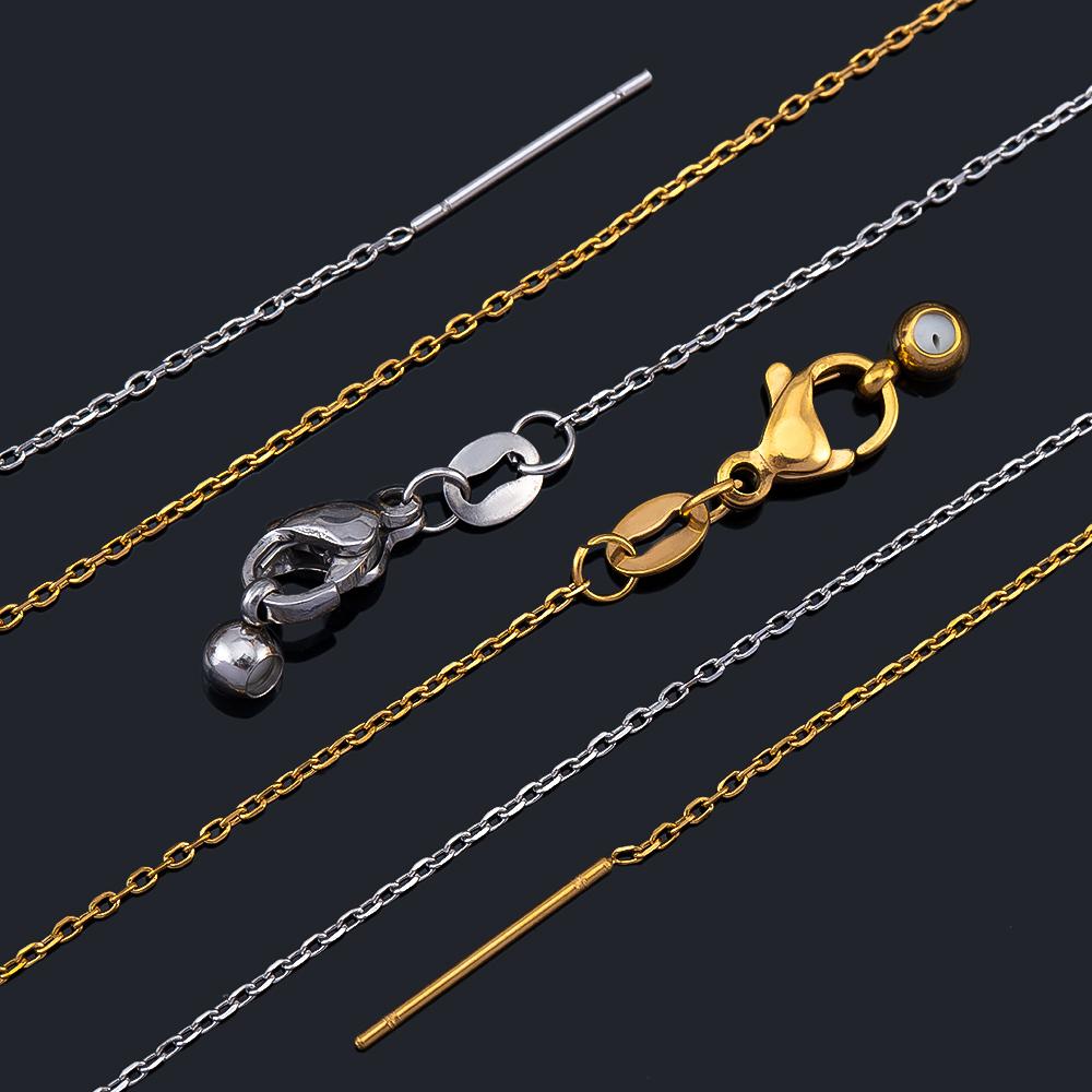 1pc Stainless Steel Semi-finished Link Chain Lobster Clasp Adjustable Stick with Silicon Bead Necklace Parts Jewelry Making