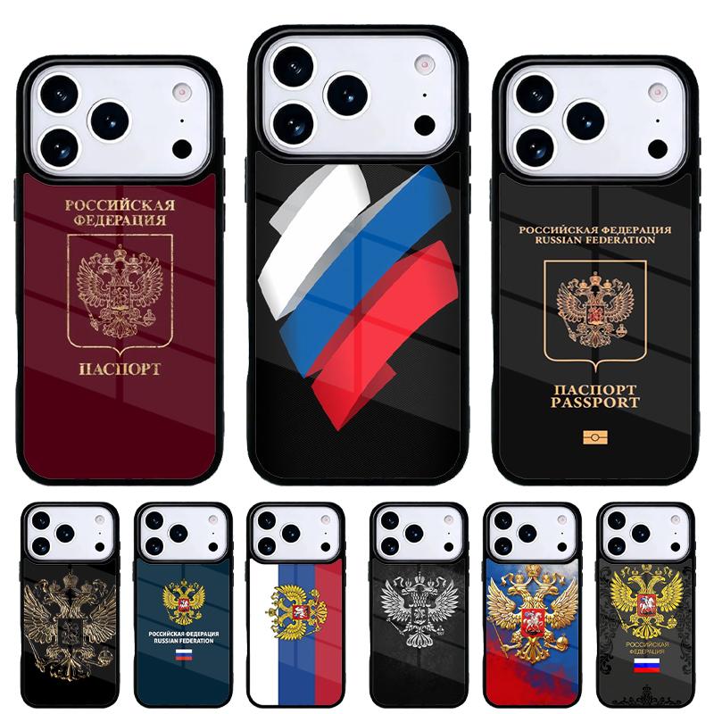 Russian Passport Flag Phone Case for iPhone 17 Air 16e 15 14 13 Pro Max Back Cover for 12 11 Pro Coque