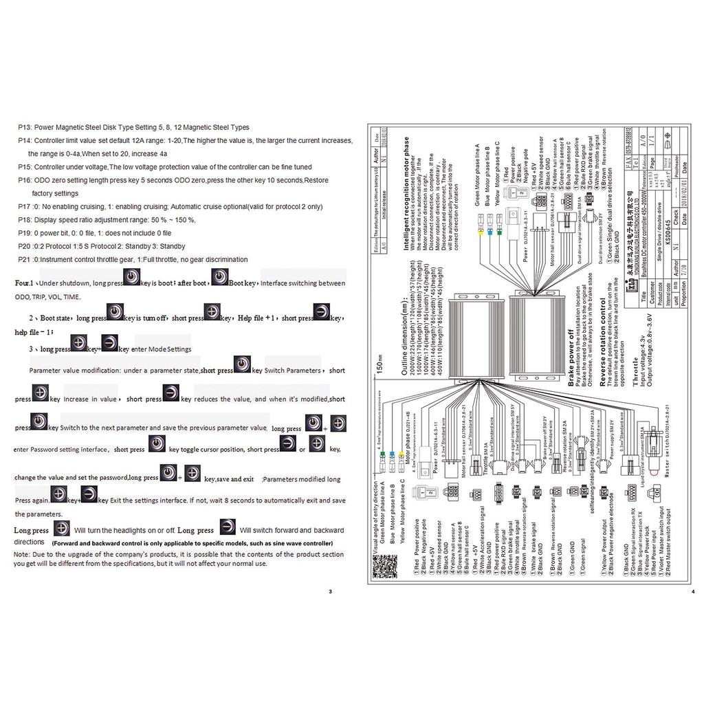 Dual Drive 36/48V 500W Electric Scooter Bike Brushless Motor Controller 866 LCD Display