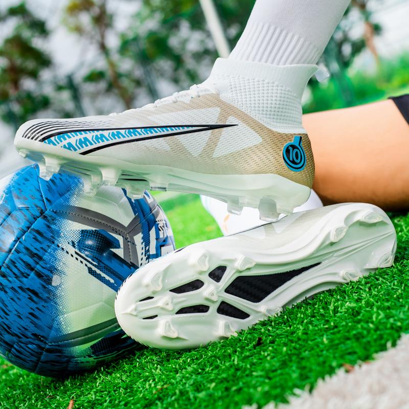 33-46 Men's Soccer Shoes Large Size High-top Football Shoes Long Nail Anti-slip TPR Artificial Lawn Children Football Boots