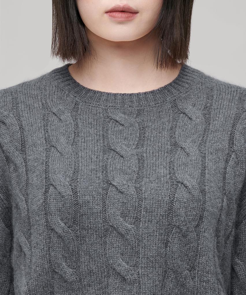 MUSINSA STANDARD WOMAN Women'S Angora Blend Cable Crop Knit [Medium Grey]