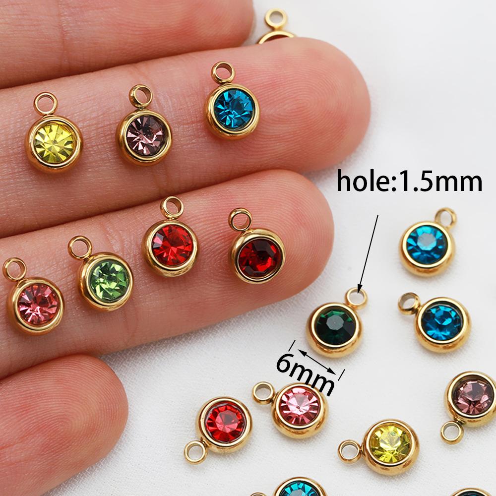 20pcs Stainless Steel Rhinestone Beads Gold Color Crystal Charms Pendants for Jewelry Making DIY Bracelets Necklaces Wholesale