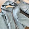 [Sheep Fleece] Cardigan Jacket Women's Korean Niche Casual Double Zipper Hooded Knitted Sweater Lazy Versatile Top