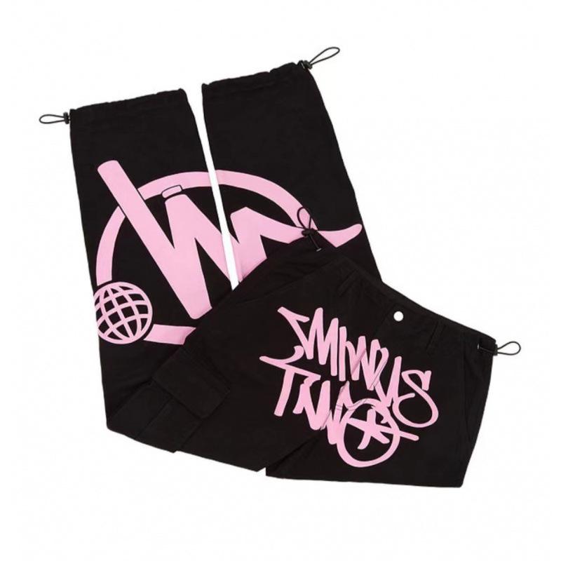 

Вільні прямі повсякденні брюки унісекс у стилі хіп-хоп з літерним принтом – американський вуличний стиль S