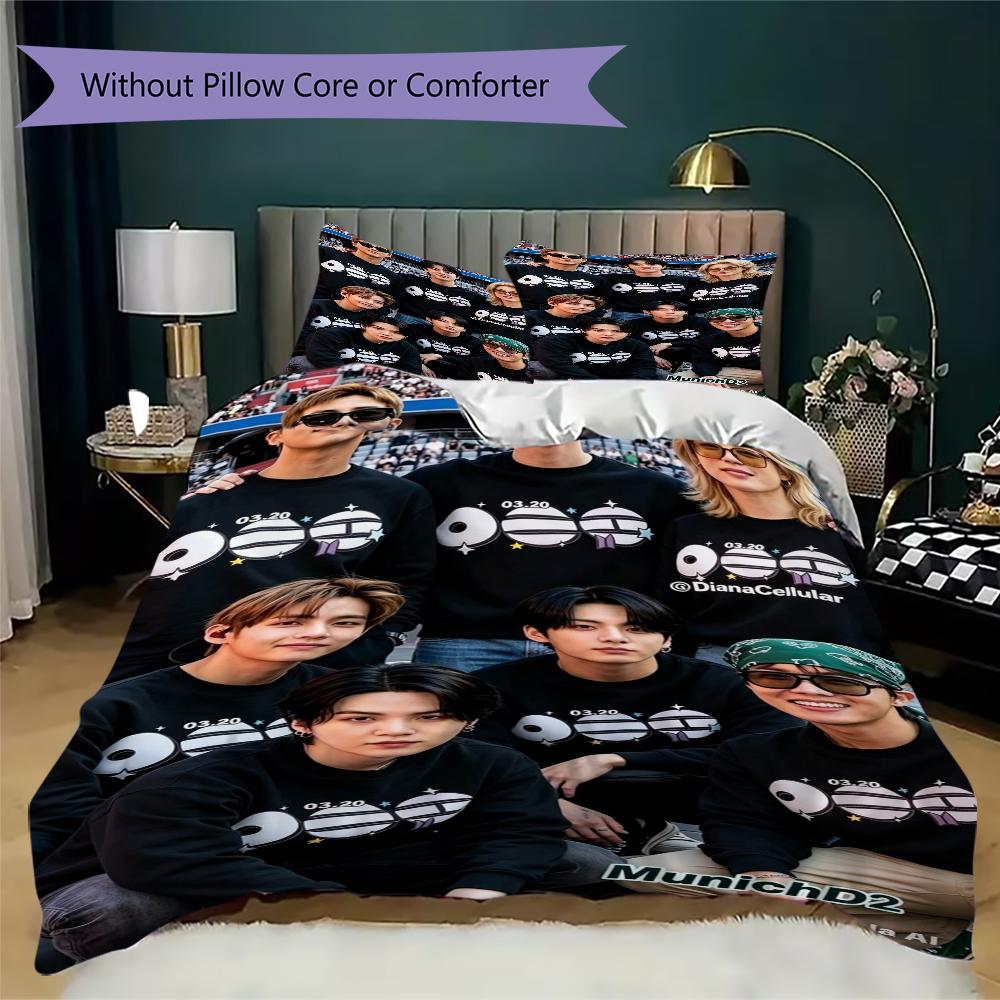 Youthful Sleepover Party Threepiece Set 1 Duvet Cover 2 Pillowcase Without Core Without Core Soft And Comfortable Bedding Set