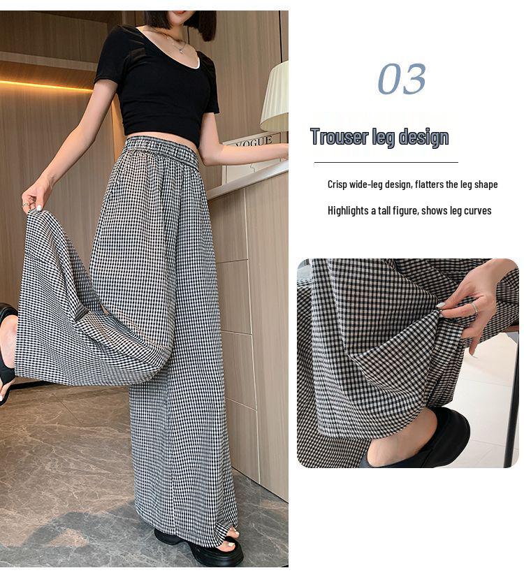 Women's Plaid High Waist Wide Leg Pants - Summer Casual, Loose & Slimming Skirt Style