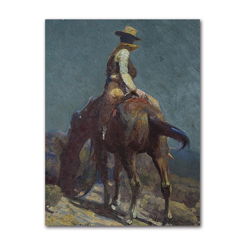 Vintage Old West Antique Horse Riders Cowboys Western Hills Art Posters Canvas Painting Wall Prints Pictures for Room Home Decor