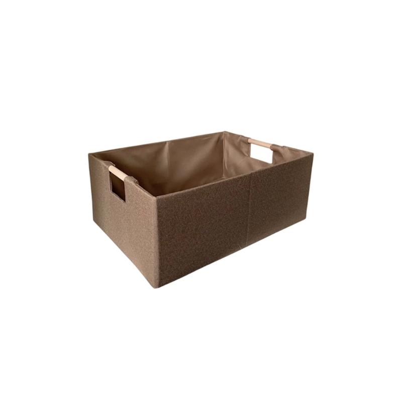 Sturdy Fabric Storage Bin With Reinforced Bottom Wooden Handles for Bedroom Office
