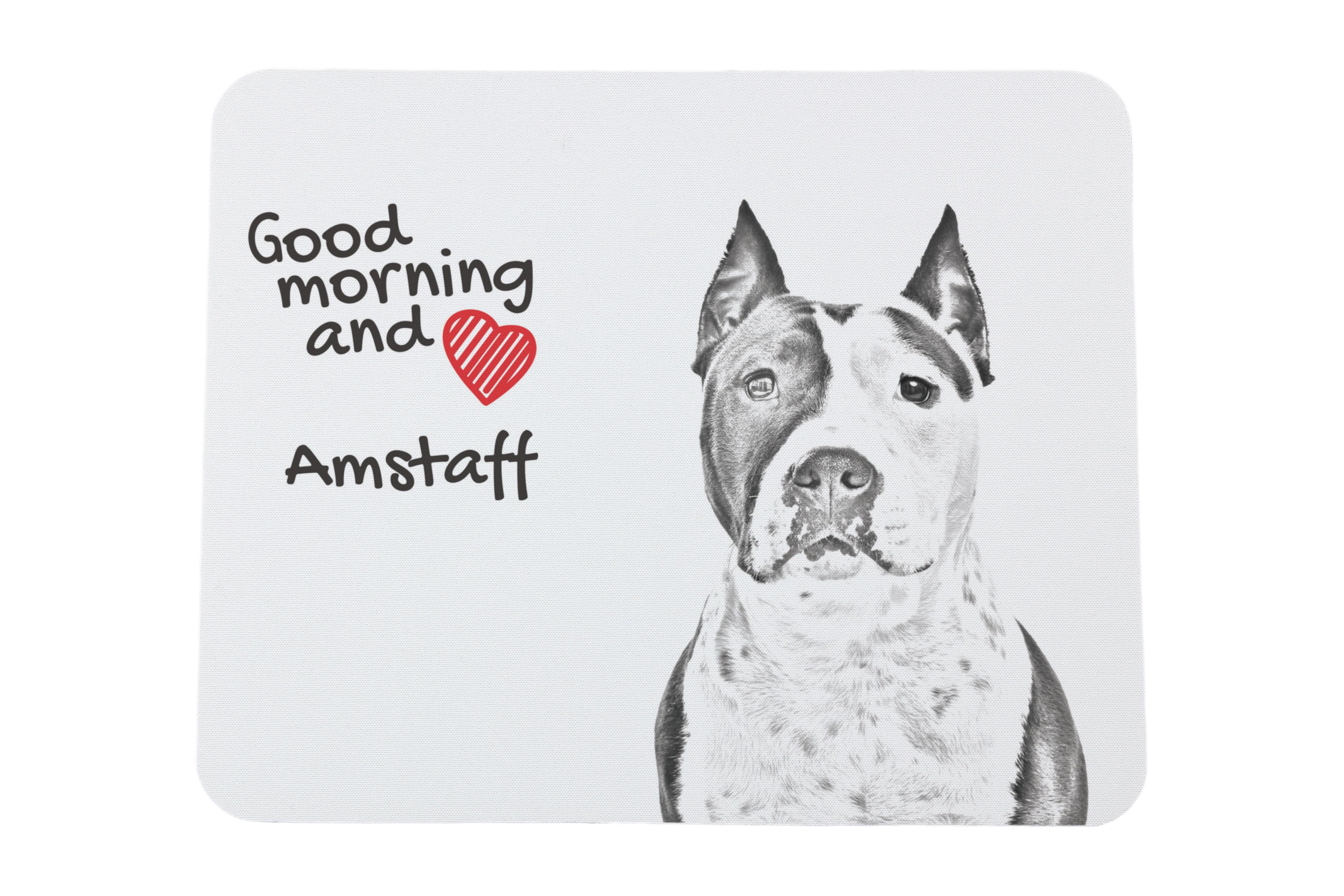 

American Staffordshire Terrier, Amstaff - mouse pad with print, personalized dog-themed mouse pad, unique gadget for an office worker by Art-Dog brand білий
