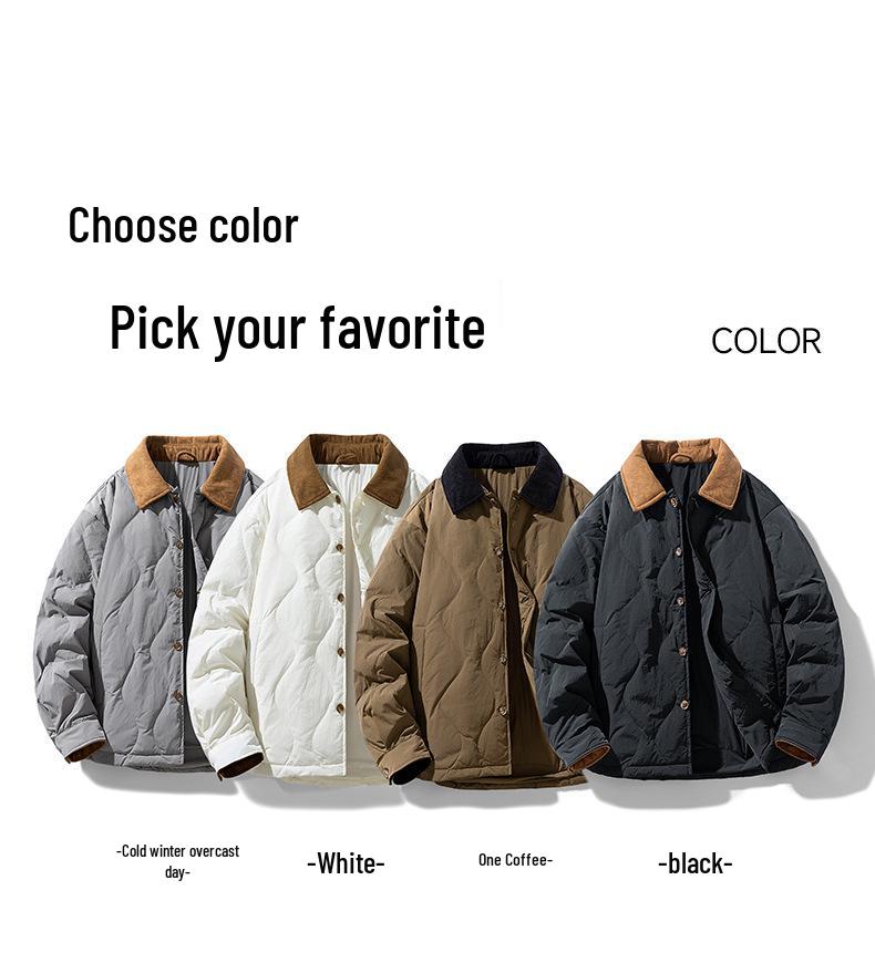 Men's 90% Down Jacket - 2025 Winter Retro Lapel Style, Warm & Lightweight Loose Coat