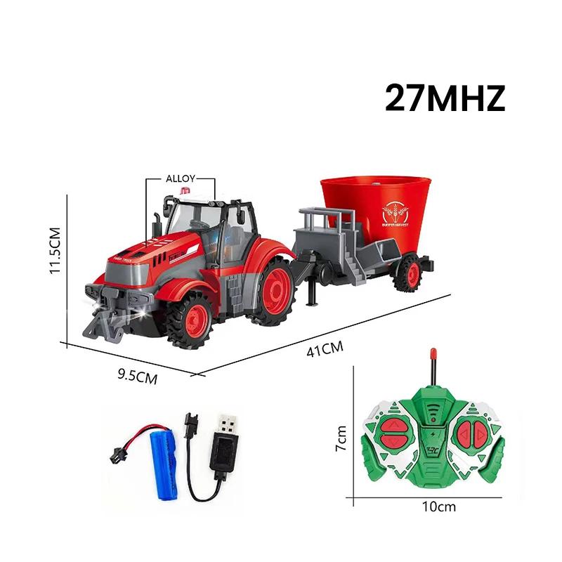 1/24 Remote Controlled Farmer Car Children Toys 4CH RC Trailer Farmer Trucks with Lights Radio Control Transport Vehicle Toy Car