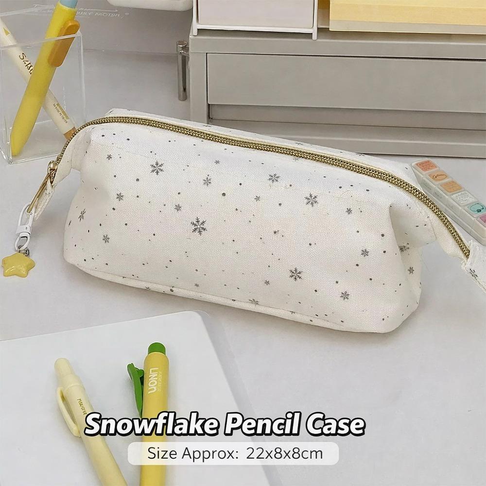 INS Snowflake Patterns Pencil Case Large Opening Large Capacity Stationery Pouch Stationery Organizer Students
