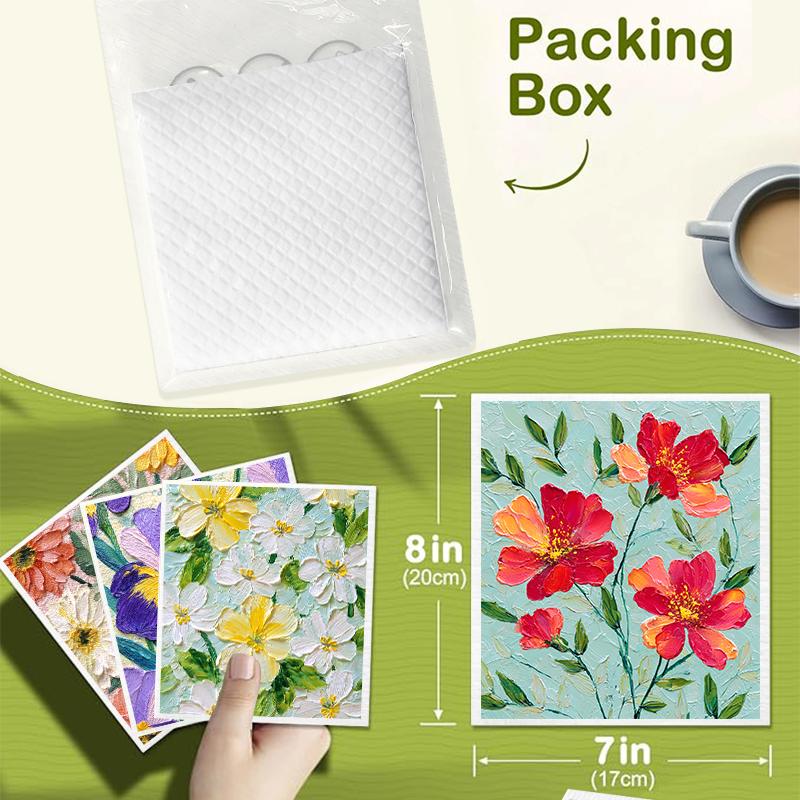 6PCS Patterned Swedish Dishcloths Biodegradable Eco-Friendly Dish Towels Reusable Absorbent Kitchen Washable Cleaning Cloths