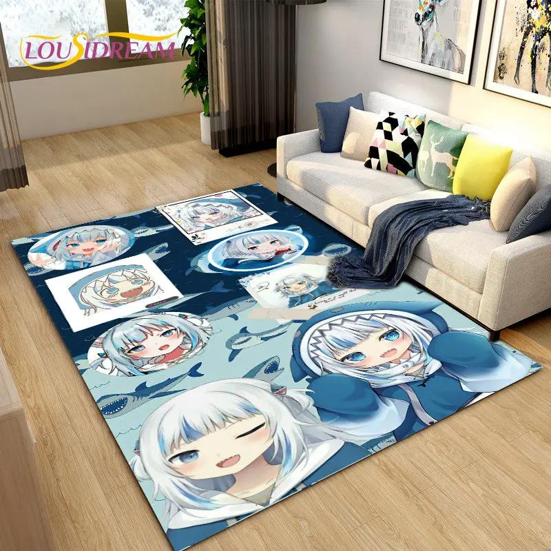 Gawr Gura Hololive Cute Anime Shark Area Rug,Carpet Rug for Living Room Bedroom Sofa Doormat Decoration, Kids Non-slip Floor Mat