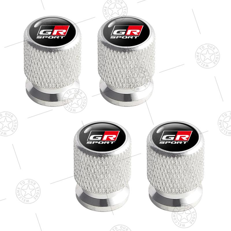 

4pcs GR SPORT Logo Car Wheel Tire Valve Caps Air Stem Aluminum Accessories For Toyota Yaris Corolla RAV4 C-HR Camry Prado Voxy