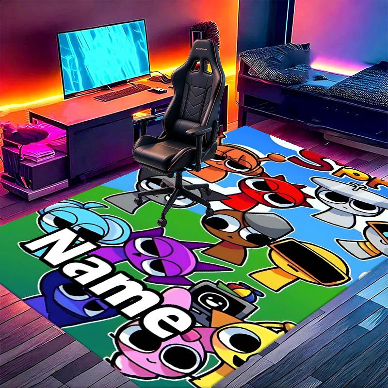 Custom Name Personalized Sprunki Game Print Carpet, Versatile Home Decor Rug, for Playroom, Apartment, Balcony, Entryway, Hallway Gift