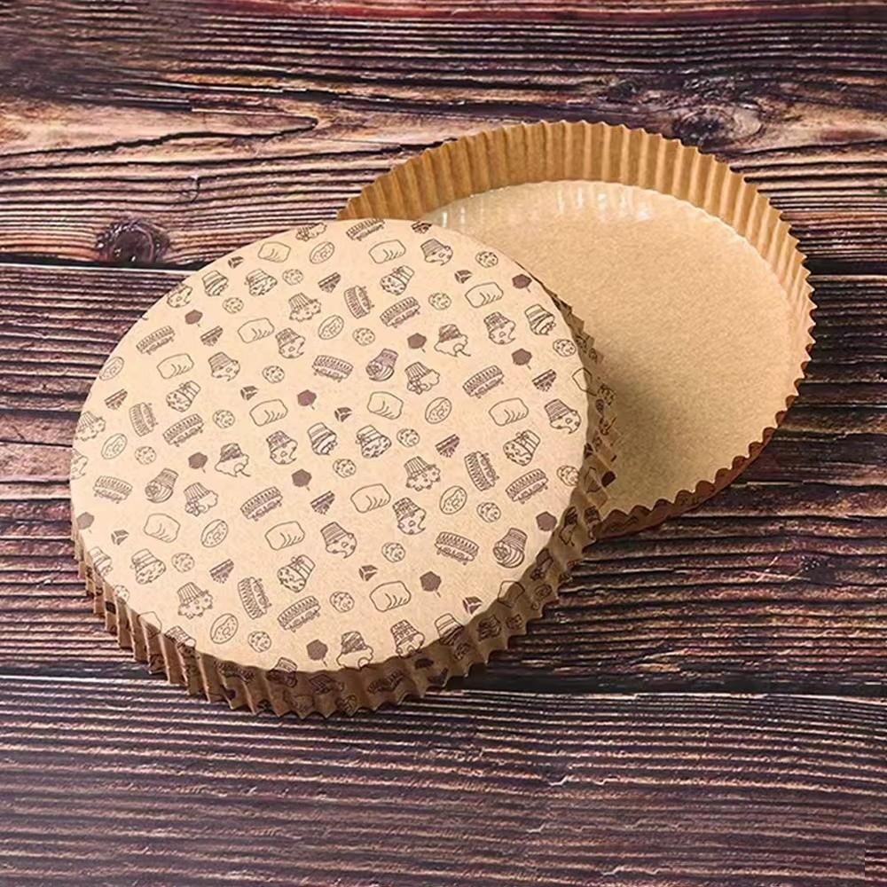 50pcs Round Pizza Paper Tray Greaseproof Baking Papers Air Fryer Paper Baking Applications