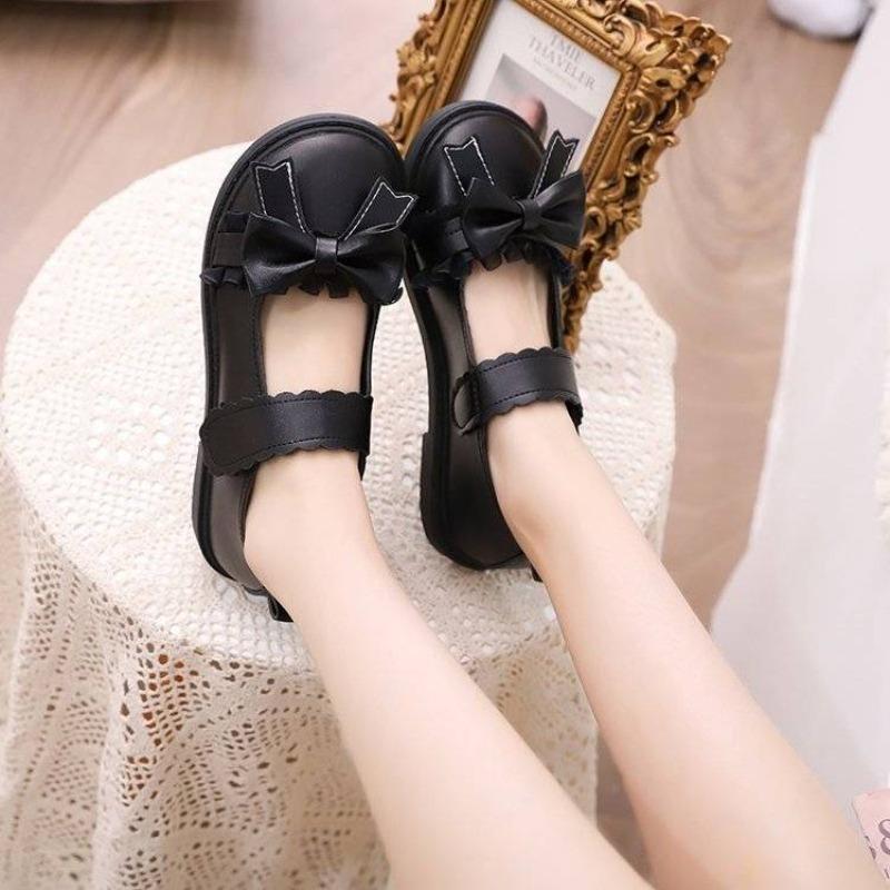 Ladies Footwear Black Mary Jane Round ToeCute Japanese Style Lolita Kawaii Women's Flat Shoes Gothic With Novelties Korean