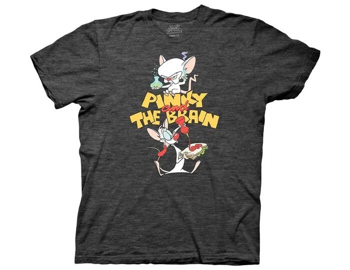 Pink and the Brain Mens T-shirt - 90s Animaniacs Characters - NEW M