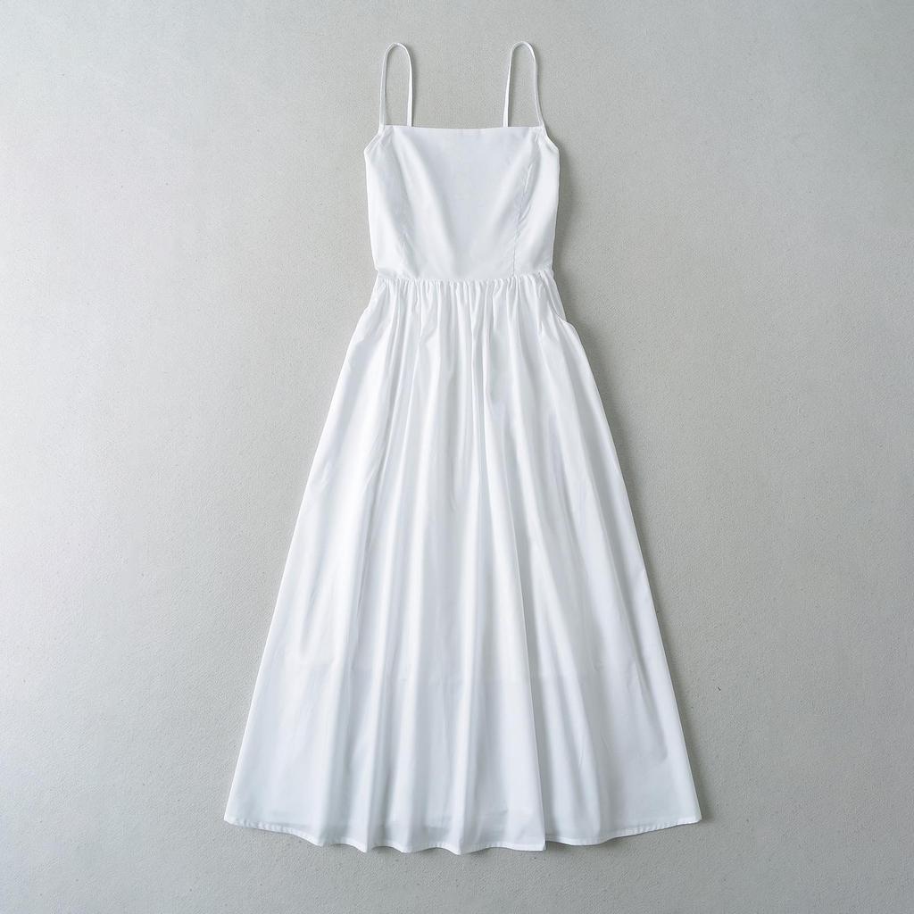 Dámské maxi šaty inspirované francouzským stylem bez zad na špagetová ramínka, 2024