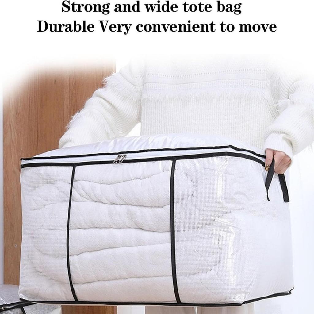 Large Capacity Quilt Clothes Moving Packing Bag Bedroom Closet Storage Bins with Clear Window Foldable Bedding Toys Organization
