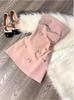 Pure Desire Korean Style Pink Satin Off Shoulder Dress With Bow For Summer Party Wear