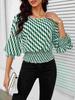 Spring Women's Clothing Lantern Sleeve Top Women Slim Fit Printed T-Shirt
