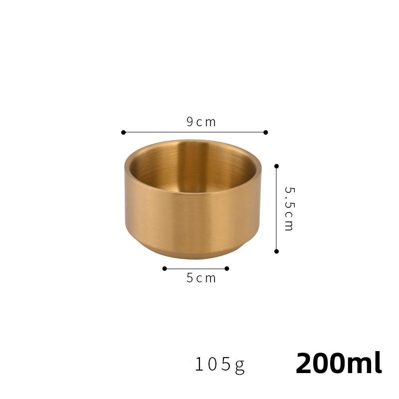 

Korean Stainless Steel Ramen gold Bowl Double Layer Fruit Salad Soup Bowls Golden Silver Kitchen Utensils ramen mixing bowl