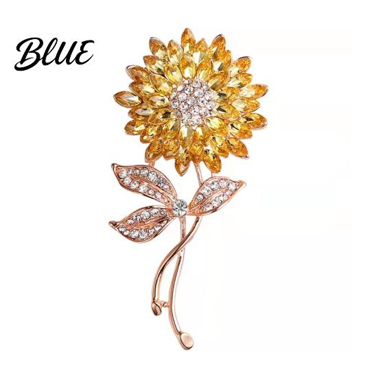 Clothing Accessory Rhinestone Sunflower Brooch Alloy Flower Lapel Pin Sweater