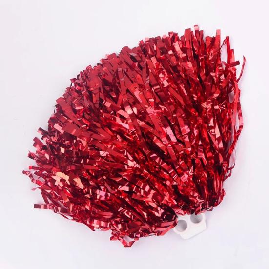 Dance Pompoms Straight Shank Type Fluffy PET Double Pass Cheerleader Hand Flower Ball Decoration for Soccer