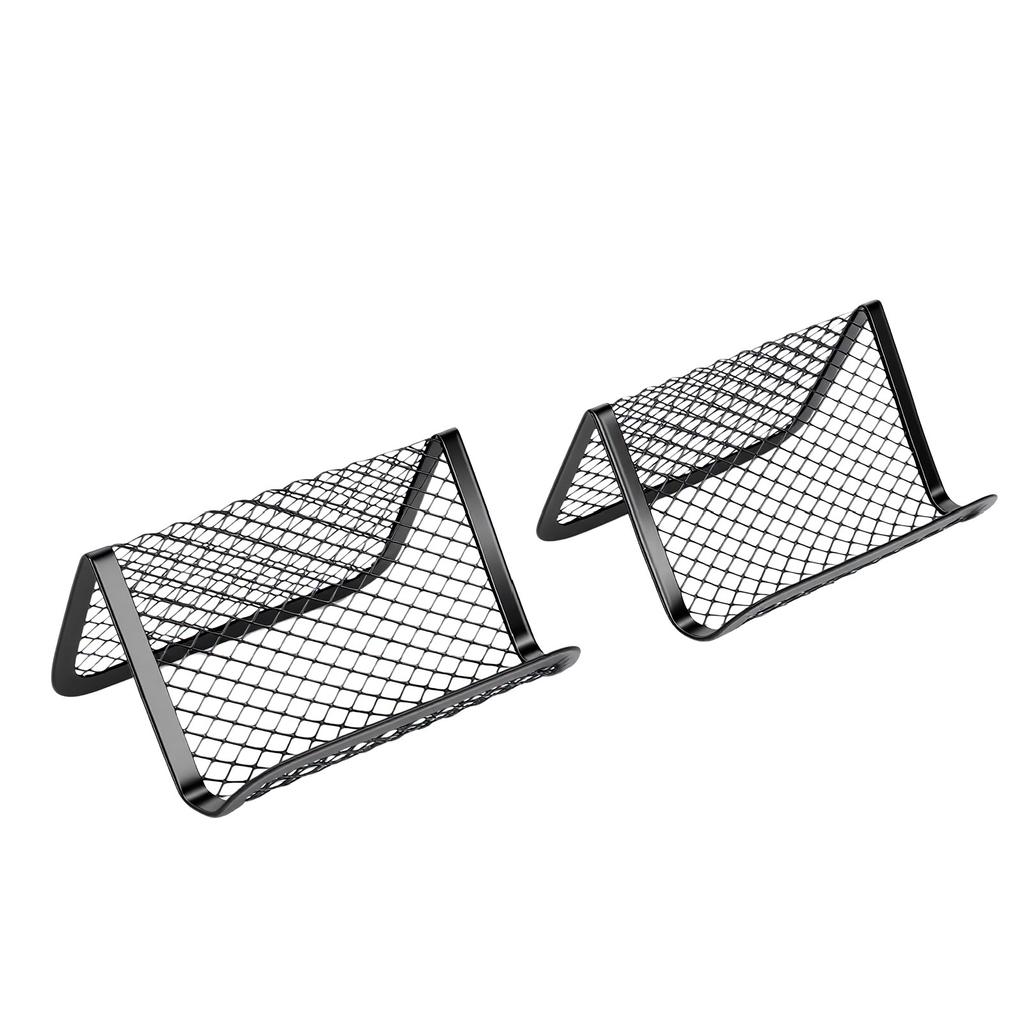 8pcs Business Card Holders Large Capacity Metal Mesh Business Card Stands for Name Cards Smartphones Tablets Sticky