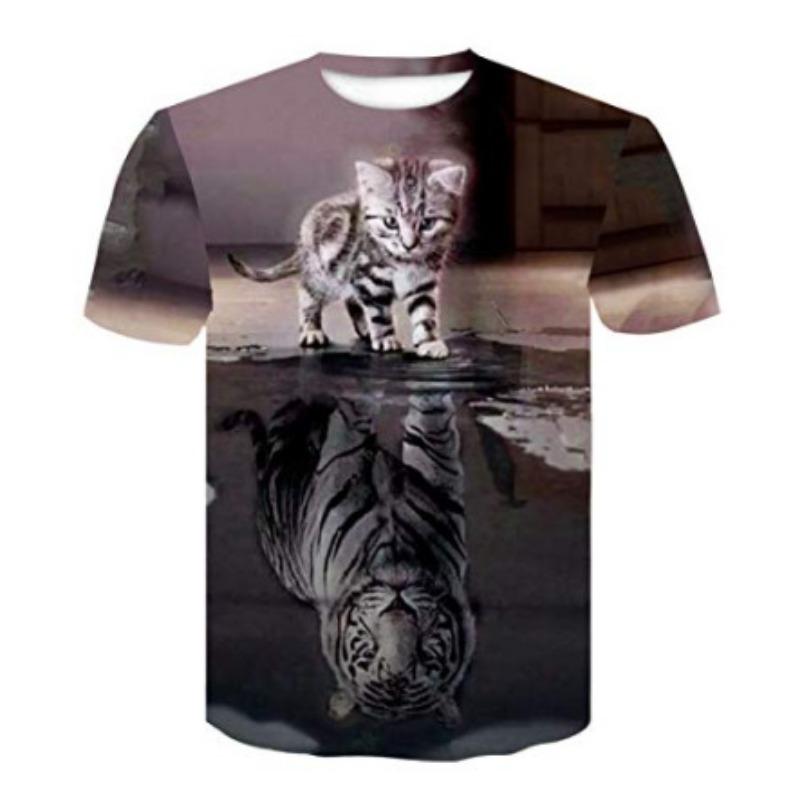 Summer New Style Summer Women's Loose Round Neck Short Sleeve Cat 3D Printed T-shirt