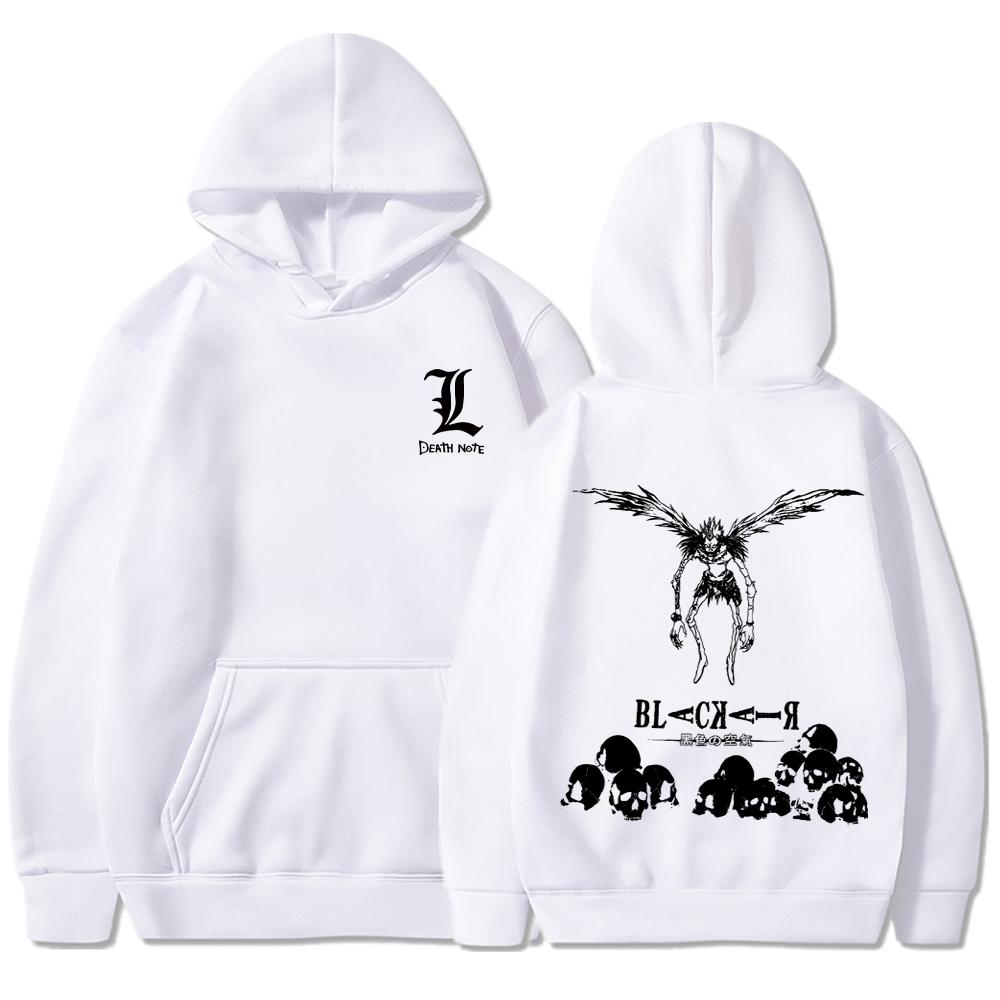 Death Note Anime Hoodies for Men and Women Ryuuku Skull Print Y2k Sportswear Gothic Harajuku Manga Hoodies Hip Hop Warmth