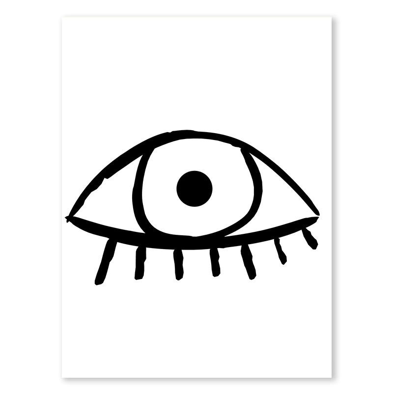 Portrettkunst Linjekunst Veggkunst Abstrakt Fargeblokk Bladplakat Svart og Hvitt Nordisk Lerretsmaleri For Stuedekorasjon