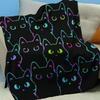 VIKAMA Cartoon Black Cat Flannel Blanket, Suitable for Office, Home Decoration, Beds, Sofas, Cars, and Nap Blankets