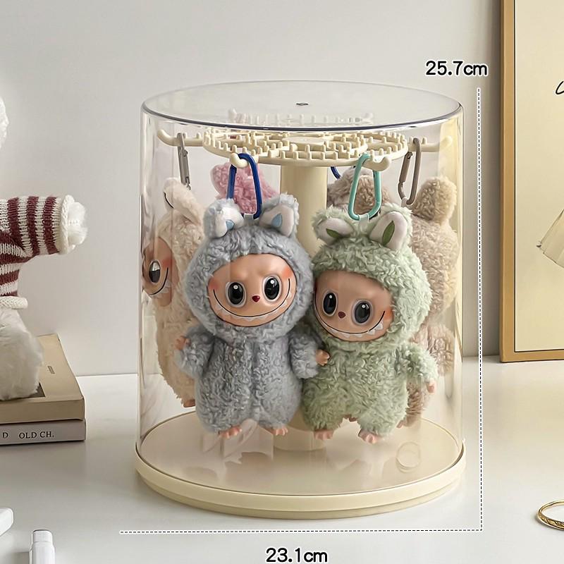 Rotating Labubu Plush Figurine Display Box and Stand