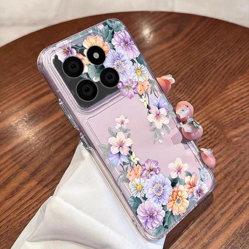 Colorful Peony Floral Case For Xiaomi Redmi Note 15 Pro 4G Funda Redmi Note 14 13 Pro 5G Clear TPU Silicone Soft Cover