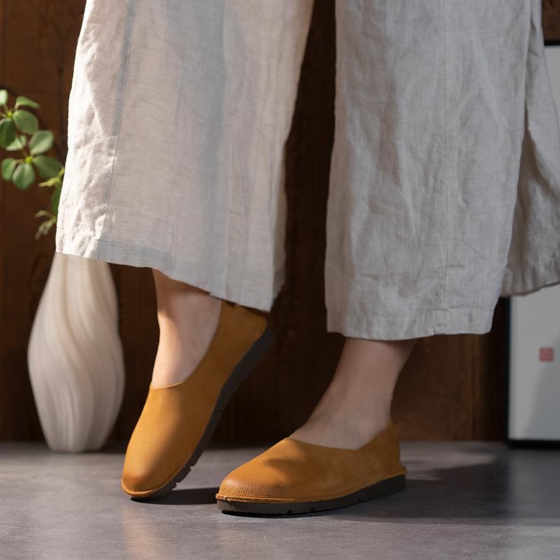 Ručně vyráběné kožené dámské boty kulatá špička měkká podrážka měkký povrch pohodlné ploché boty první vrstva hovězí kůže jednoboty pánské a dámské stejný styl