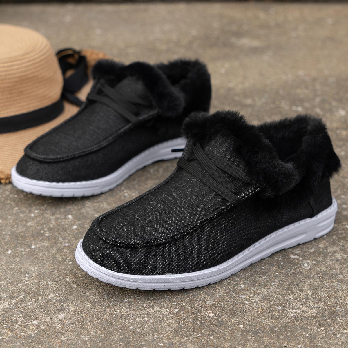 

Большие размеры Повседневные низкие туфли с хлопковой подкладкой Зимние бархатные меховые сапоги на плоской подошве Туфли с хлопковой подкладкой Женская обувь 36 чёрный