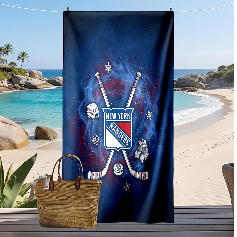Asciugamano da Spiaggia Stampa New York Rangers Morbido Portatile Asciugatura Rapida?Asciugamano Asciutto Per Piscina Vacanza Estiva Sport all'Aperto