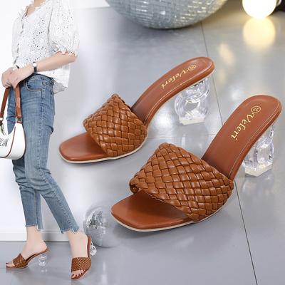 Open Toe Fashion Weave Dámské Sandály All Match Roman Shoes Jasné Podpatky Léto Dámské Luxusní Party Zapatos De Mujer Plataforma