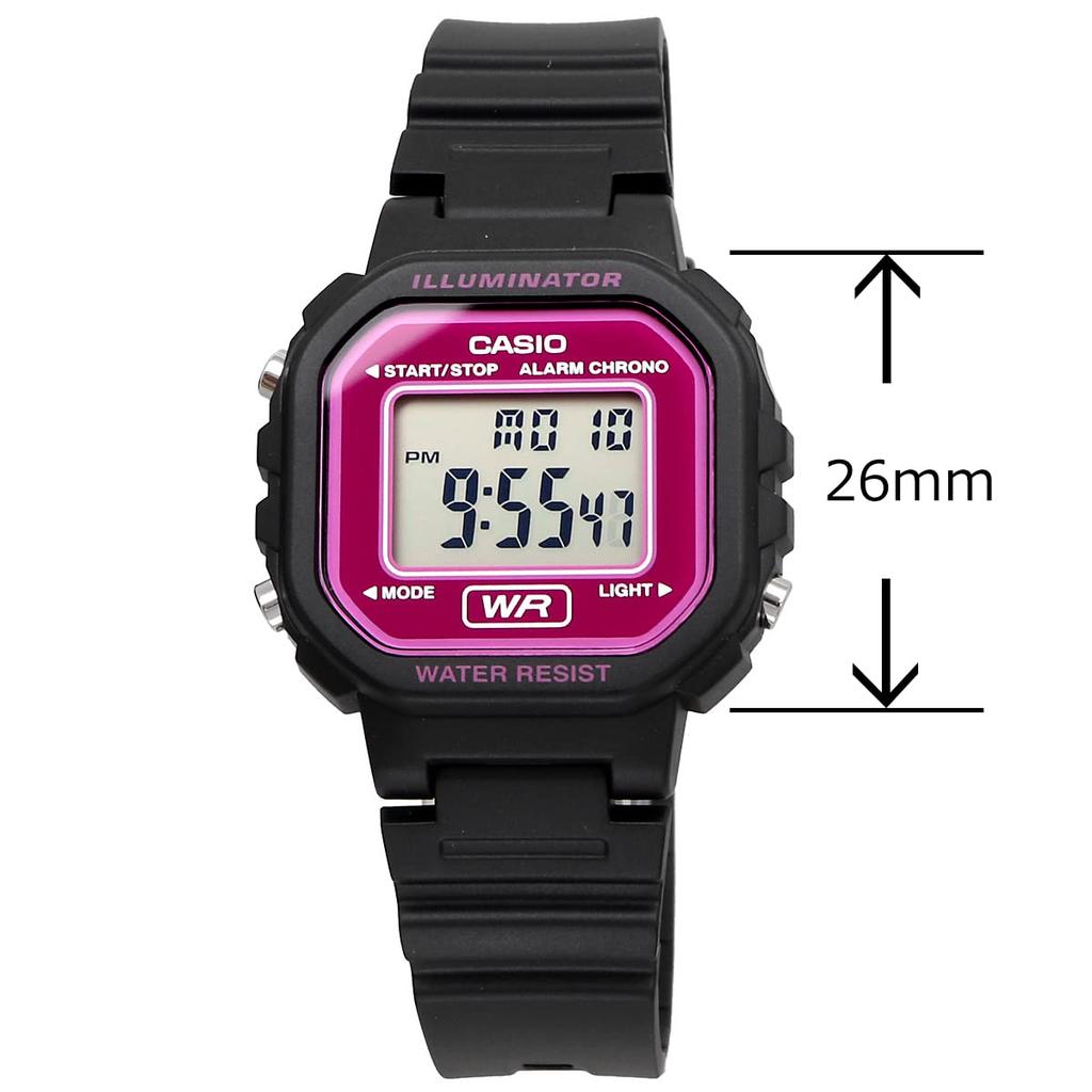 Casio LA-20WH-4A Digital Watch for Women and Girls, Black and Pink, International Model [Parallel Import]