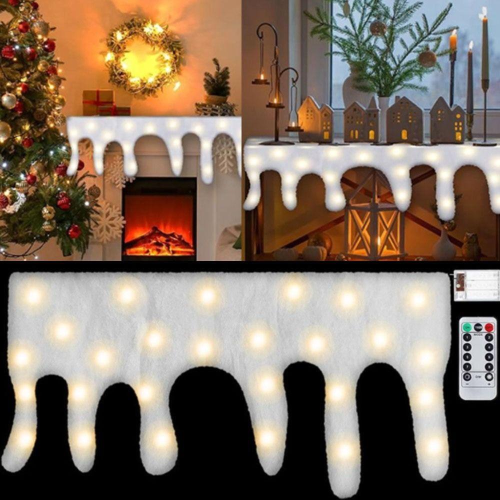 with LED Lighted Christmas Snow Blanket Warm White Xmas Artificial Holiday Decor Fluffy Faux Snow Sheet Thickened