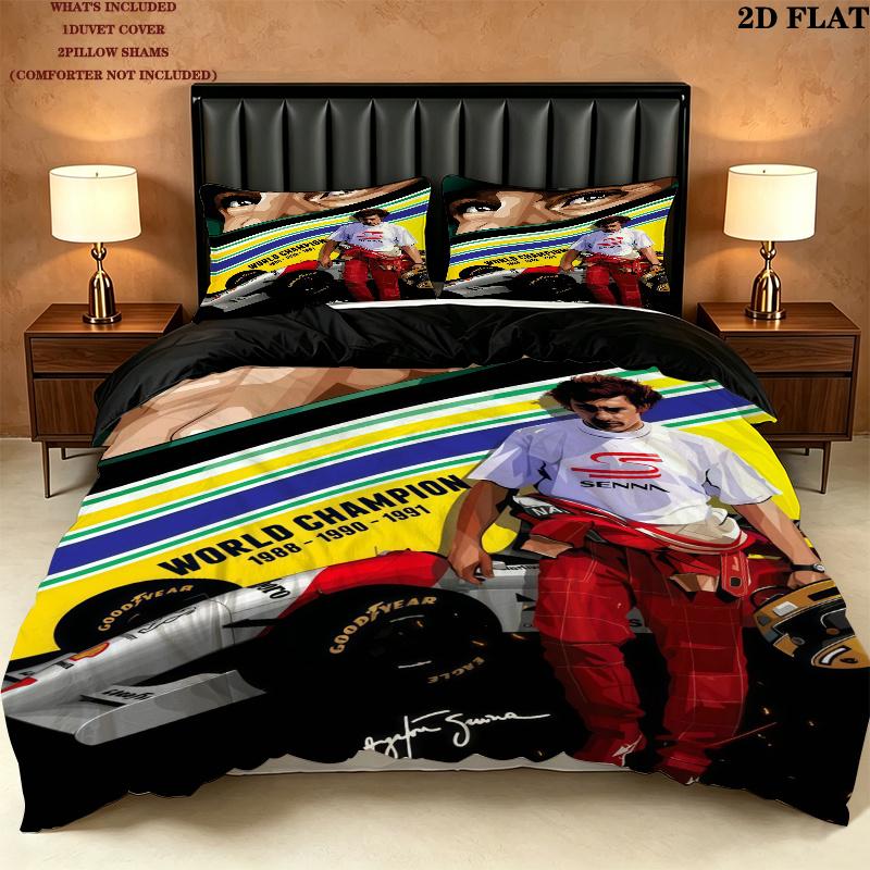 Ayrton Senna Bedding Quilt Set Quilt Cover Pillowcase Home Decoration Birthday Gift (1 * duvet cover + 2 * pillowcase, without core)