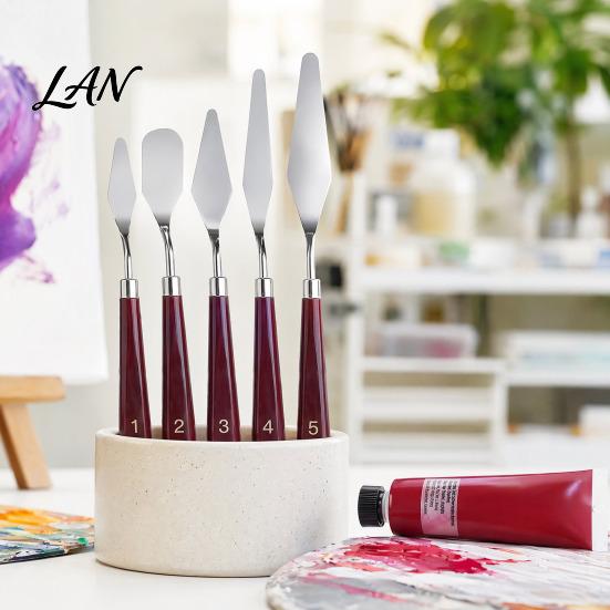Professional Art Mixing Knives 5Pcs Palette Knife with 6 Paint Scraper, Stainless Steel Spatula Artistic Texture Creation Tools Knife, Oil Metal