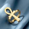 Dawapara Ankh Cross Rings Adjustable Open Ring Men Women Good Luck Amulet Stainless Steel Ancient Egyptian Jewelry