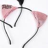 Shiny Kitten Ears for Girls Furry Cat Headband Women, Glitter Ear Hair Comfortable Cosplay Accessory Halloween Costume Party And Masquerade