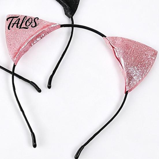 Shiny Kitten Ears for Girls Furry Cat Headband Women, Glitter Ear Hair Comfortable Cosplay Accessory Halloween Costume Party And Masquerade